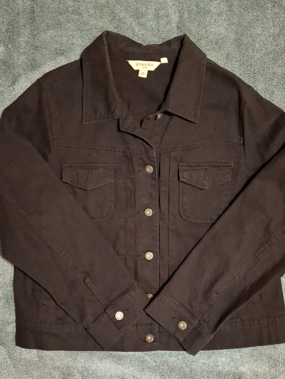 St. Johns Bay Black Buttoned-up Denim Jacket - Picture 4 of 4